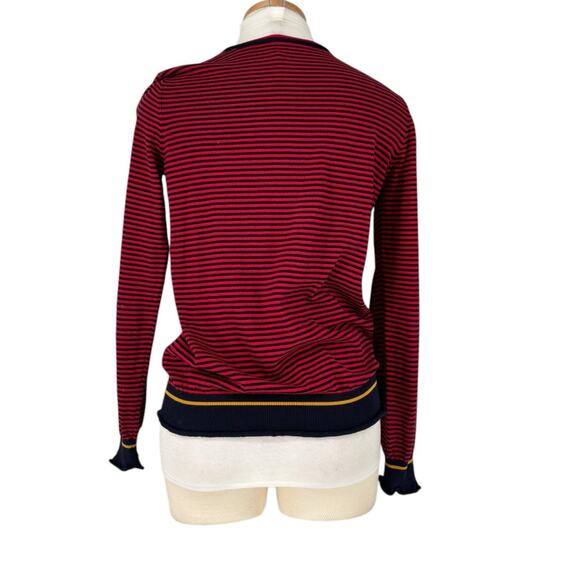 Sonya By Sonya Rykiel Sweater Stripe Red Blue Nautical Cotton Pullover Small - Picture 2 of 14